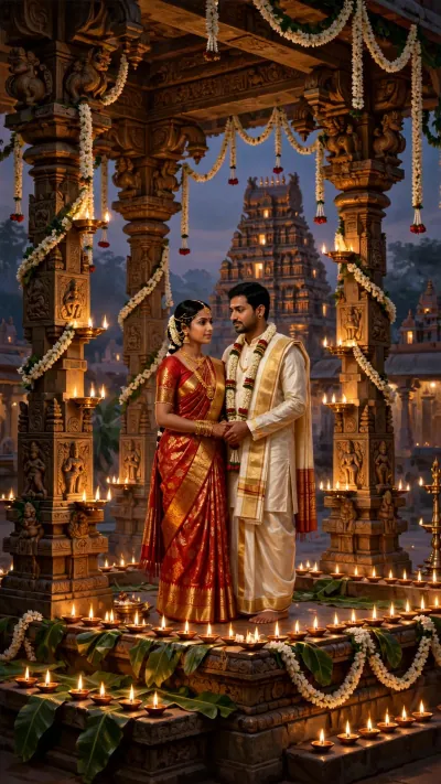 South Indian Temple invitation design